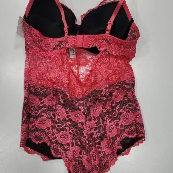 French Affair Floral Pink Lace Push-up Bodysuit Lingerie  Sz Large - Picture 16 of 16